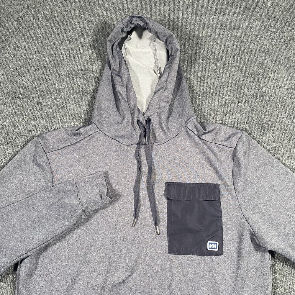 Helly Hansen Mens Small Gray Lightweight Hoodie Pocket Sweatshirt Outdoors